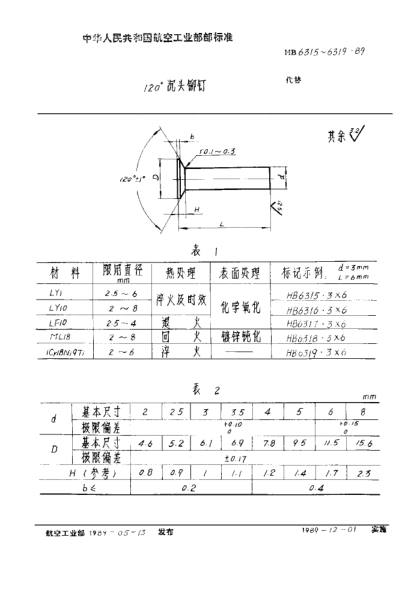 HB 6317-1989120°沉头铆钉