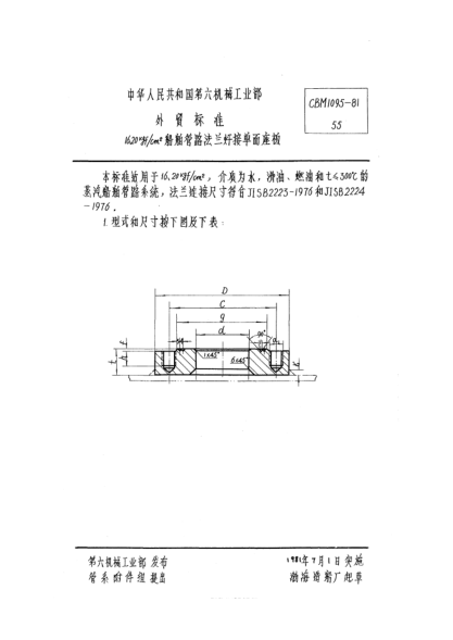 CBM 1095-198116、20kgf/cm2船舶管路法兰焊接单面座板
