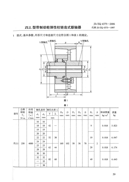 JB/ZQ 4375-2006ZLL型带制动轮弹性柱销齿式联轴器