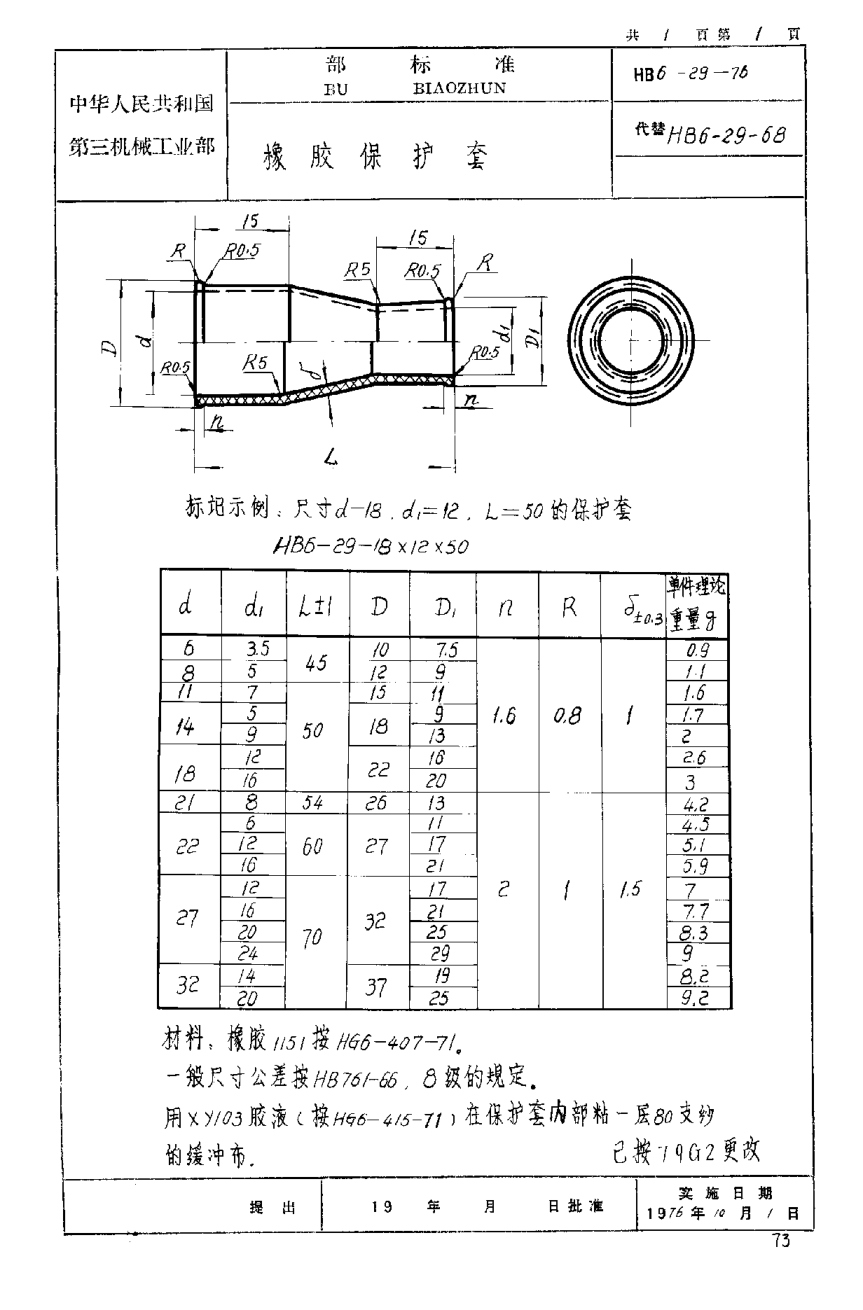 HB 6-29-1976橡胶保护套