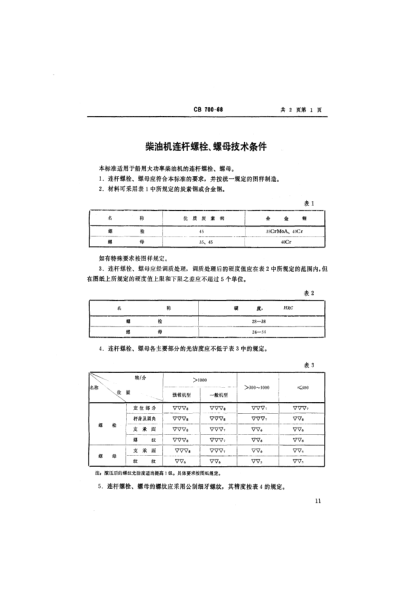 CB 700-1968柴油机连杆螺栓、螺母技术条件