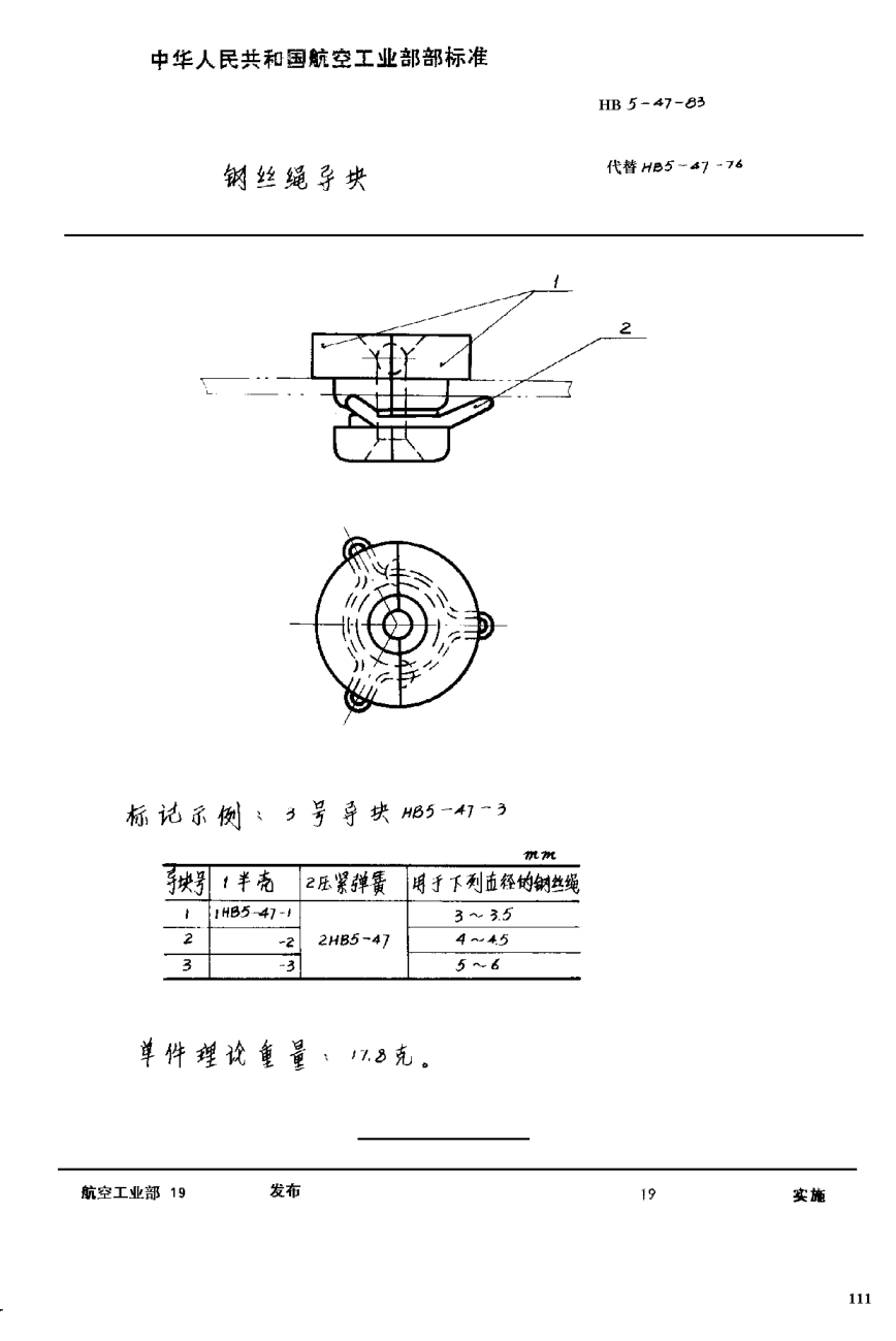 HB 5-47-1983钢丝绳导块