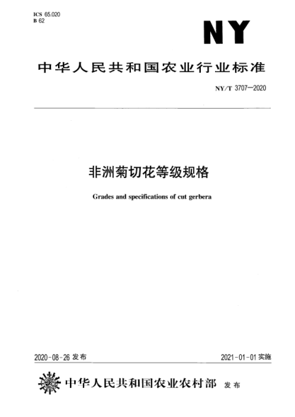 NY/T 3707-2020非洲菊切花等级规格