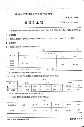 YS/T 220-1994镍铝合金粉