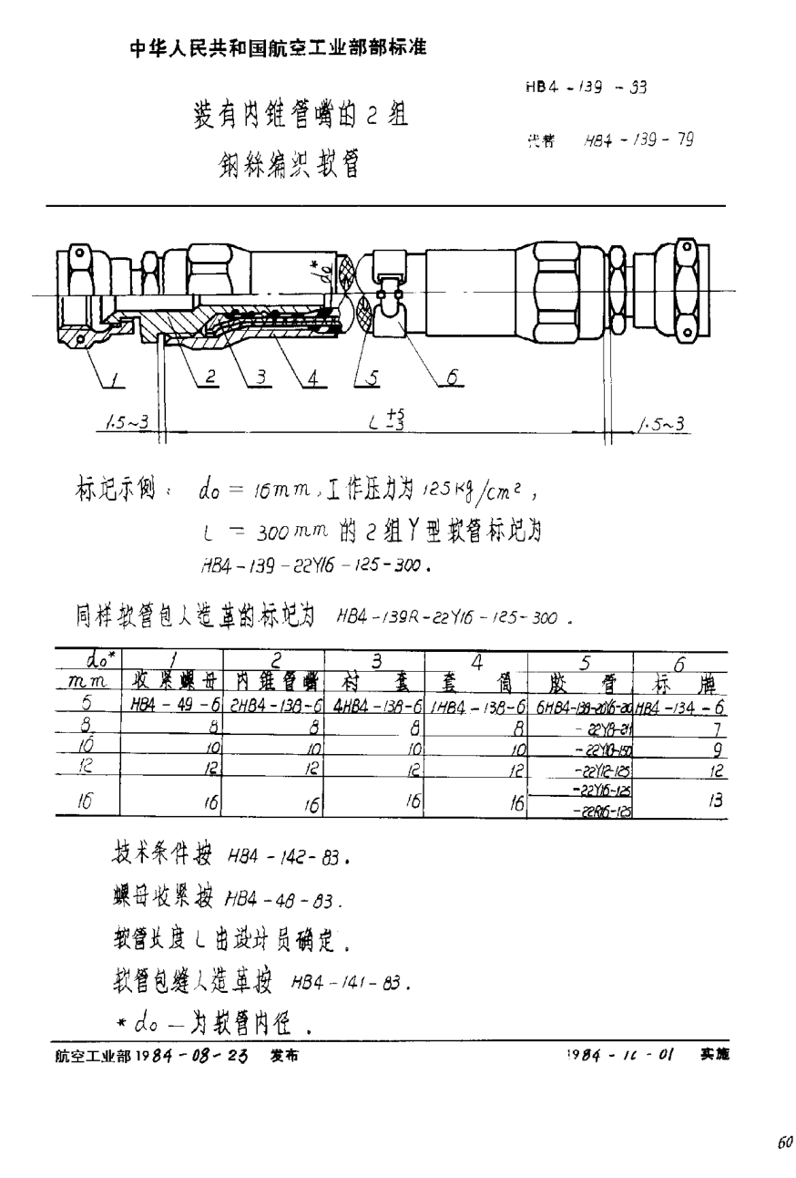 HB 4-139-1983装有内锥管嘴的２组钢丝编织软管