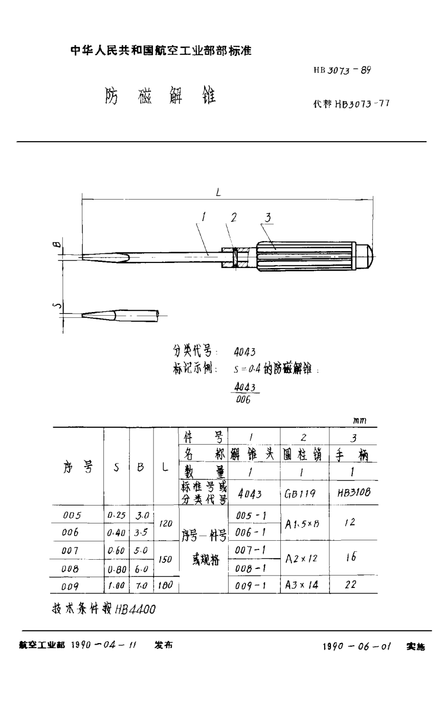 HB 3073-1989防磁解锥
