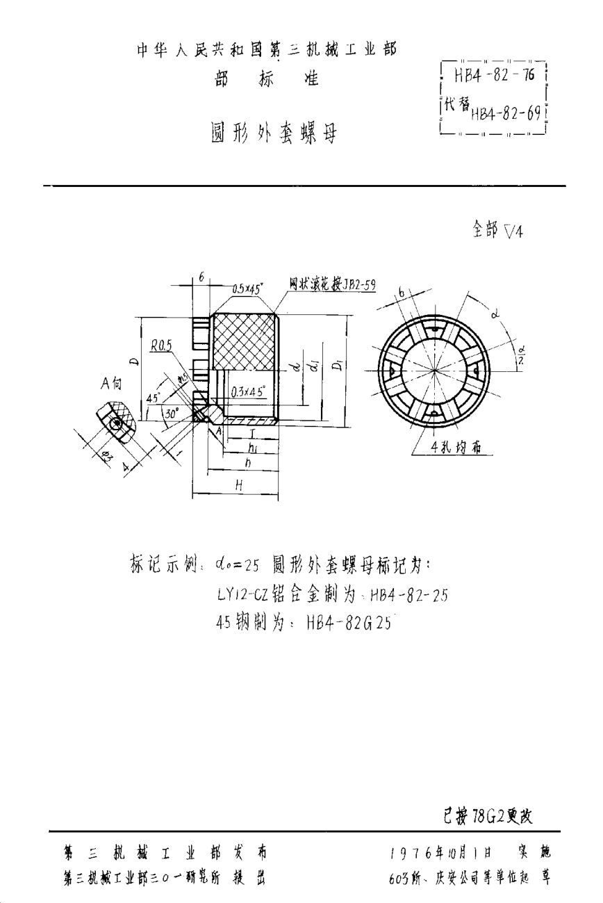 HB 4-82-1976圆形外套螺母