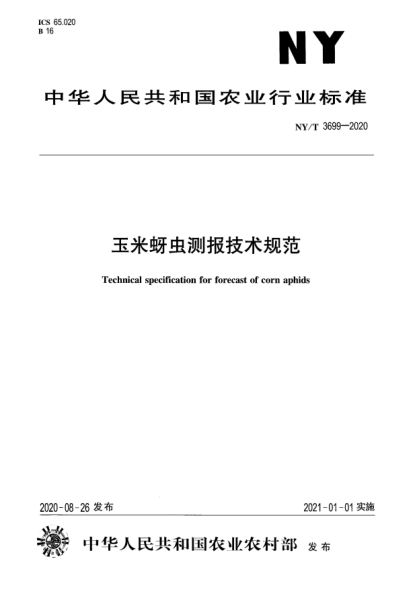 NY/T 3699-2020玉米蚜虫测报技术规范
