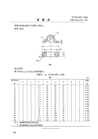 JB/ZQ 4492-2006单管夹
