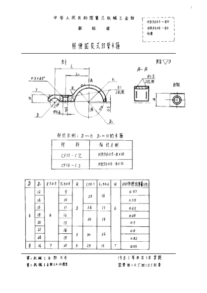 HB 5606-1980轻便固定式双管卡箍