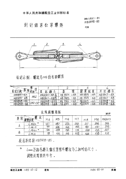 HB 5898-1985别针锁紧松紧螺套