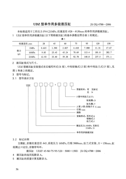 JB/ZQ 4788-2006UDZ型单作用多级液压缸