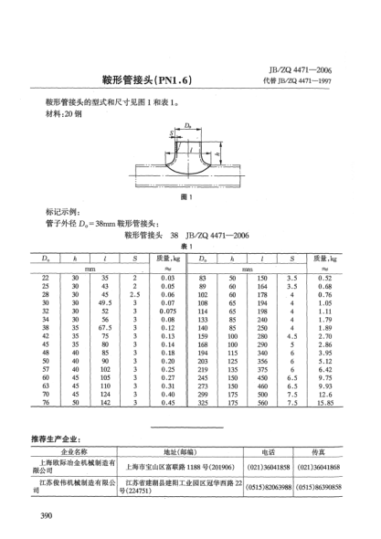 JB/ZQ 4471-2006鞍形管接头(PN1.6)