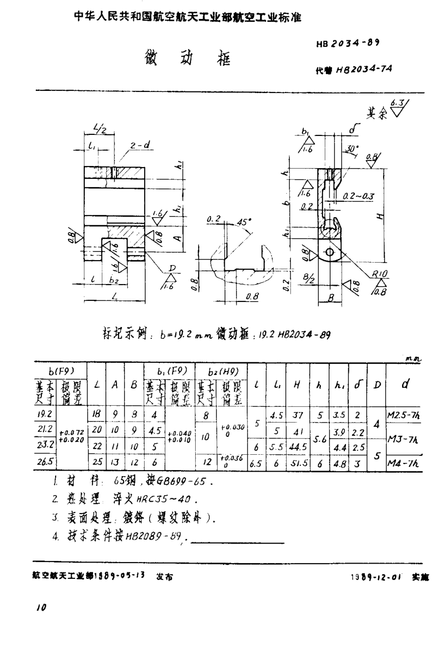 HB 2034-1989微动框