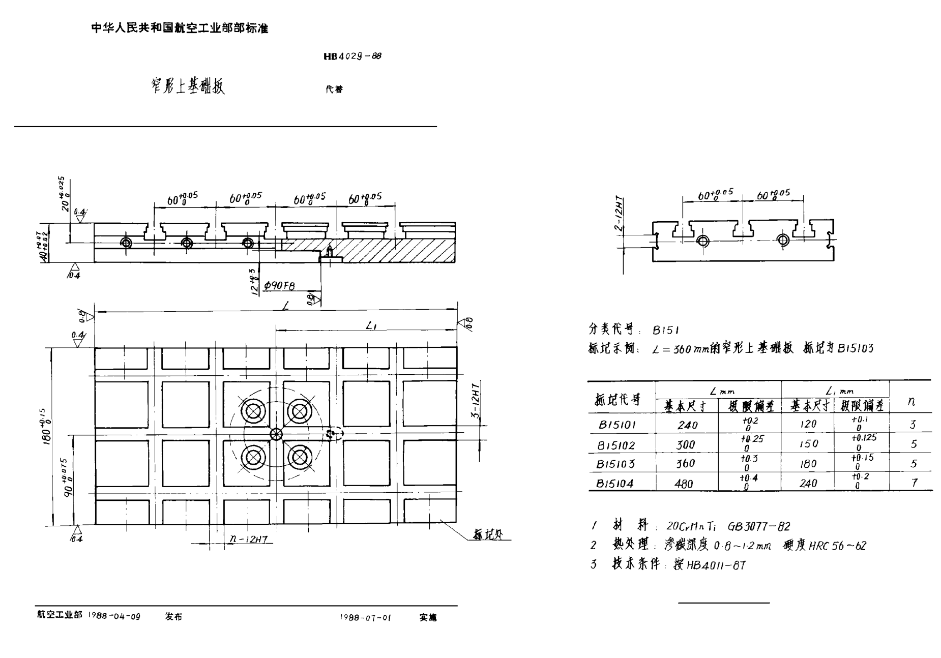 HB 4029-1988窄形上基础板