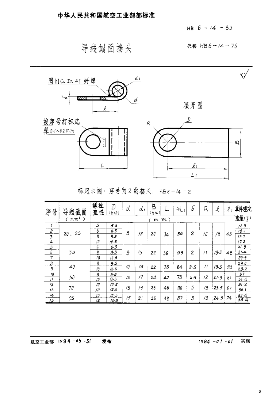 HB 6-14-1983导线侧面接头