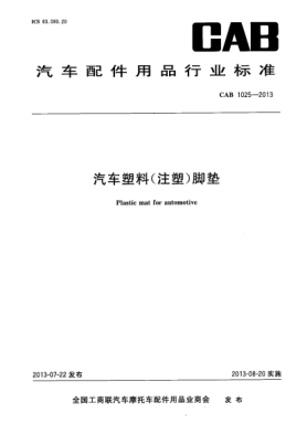CAB 1025-2013汽车塑料(注塑)脚垫