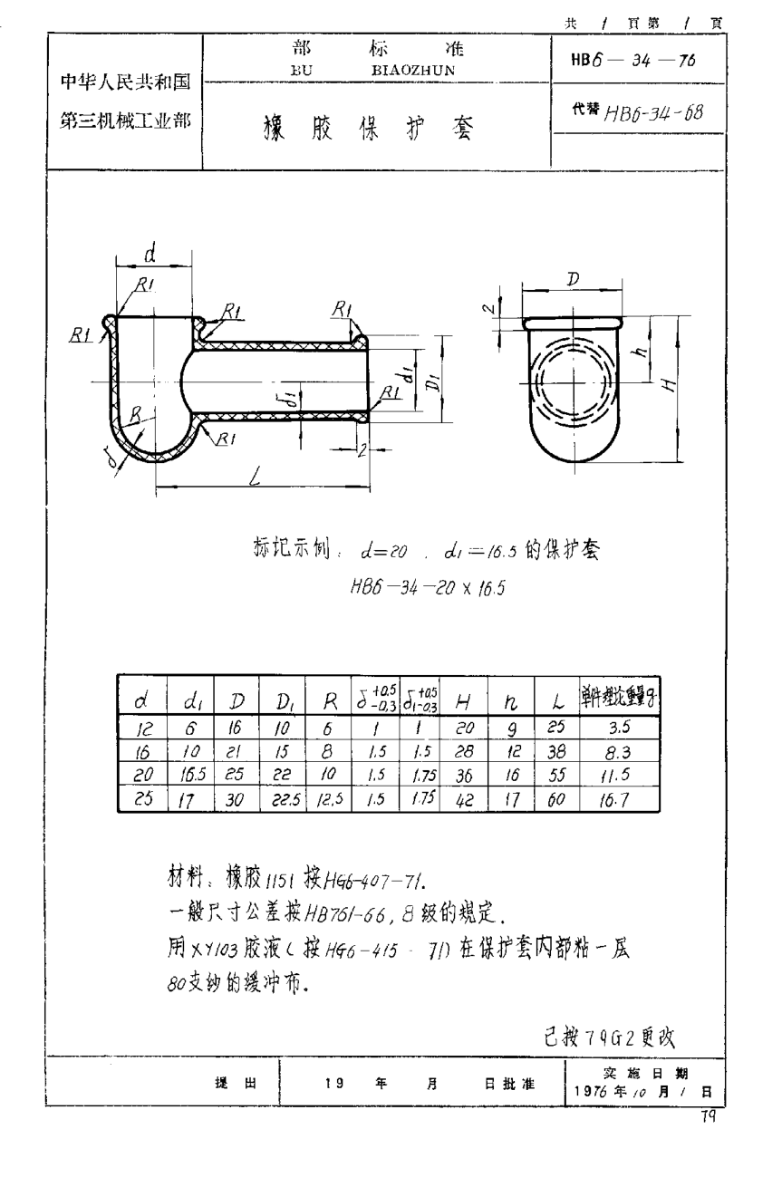 HB 6-34-1976橡胶保护套