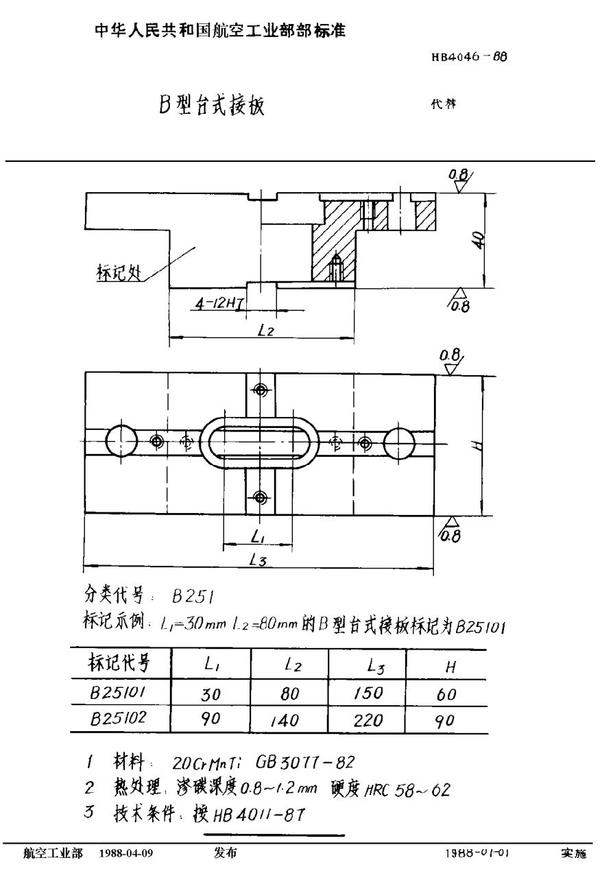 HB 4046-1988Ｂ型台式接板