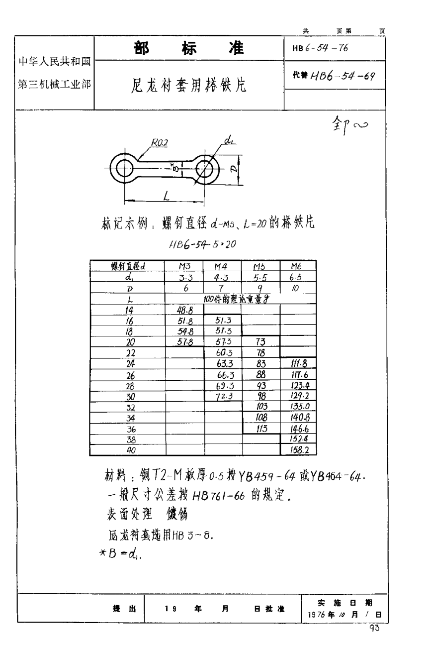 HB 6-54-1976尼龙衬套用搭铁片