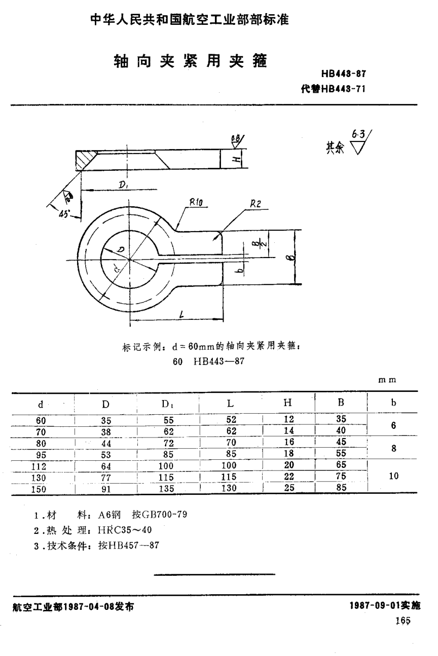 HB 443-1987轴向夹紧用夹箍
