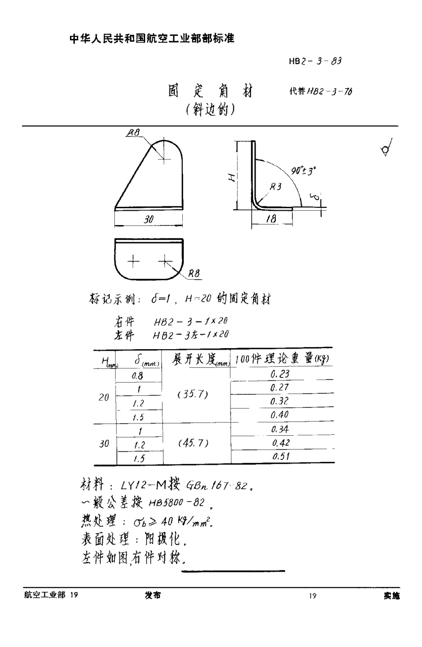 HB 2-3-1983固定角材（斜边的）