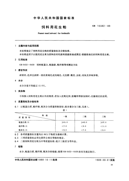 NY/T 133-1989饲料用花生粕Peanut meal(solvent) for feedstuffs