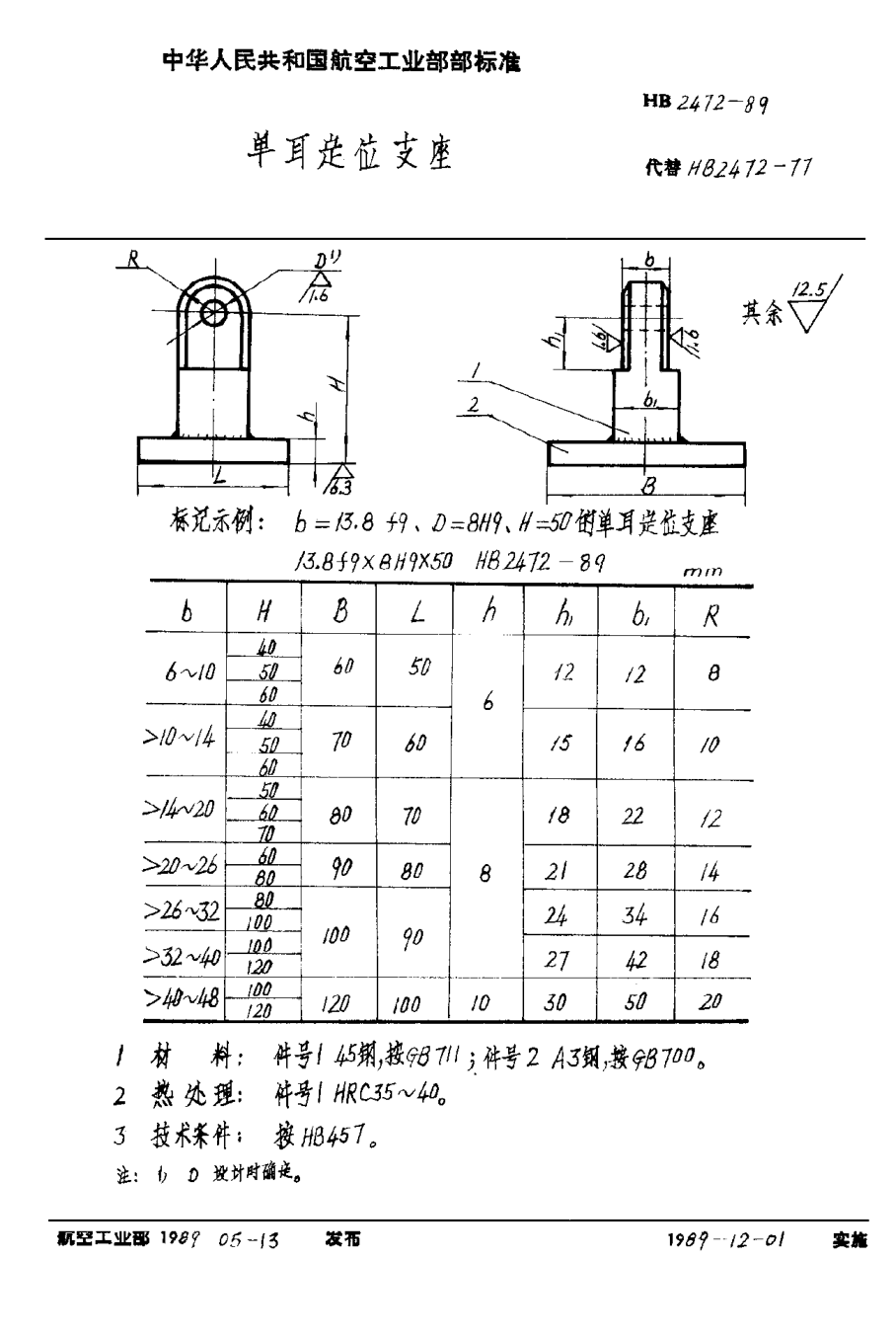 HB 2472-1989单耳定位支座