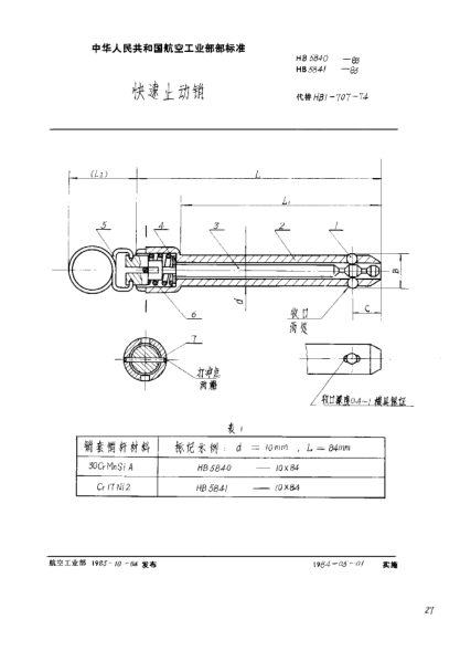 HB 5841-1983快速止动销