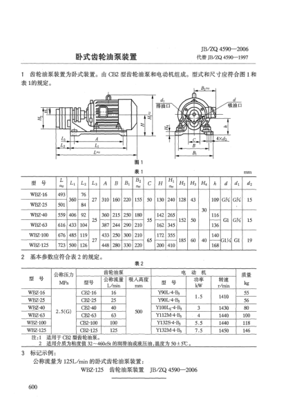 JB/ZQ 4590-2006卧式齿轮油泵装置