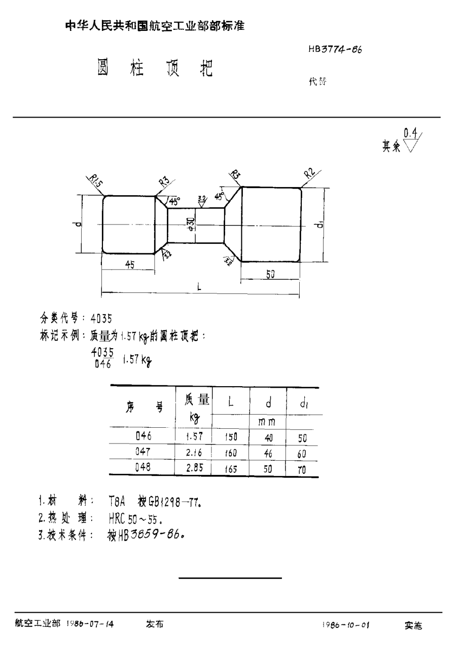 HB 3774-1986圆柱顶把