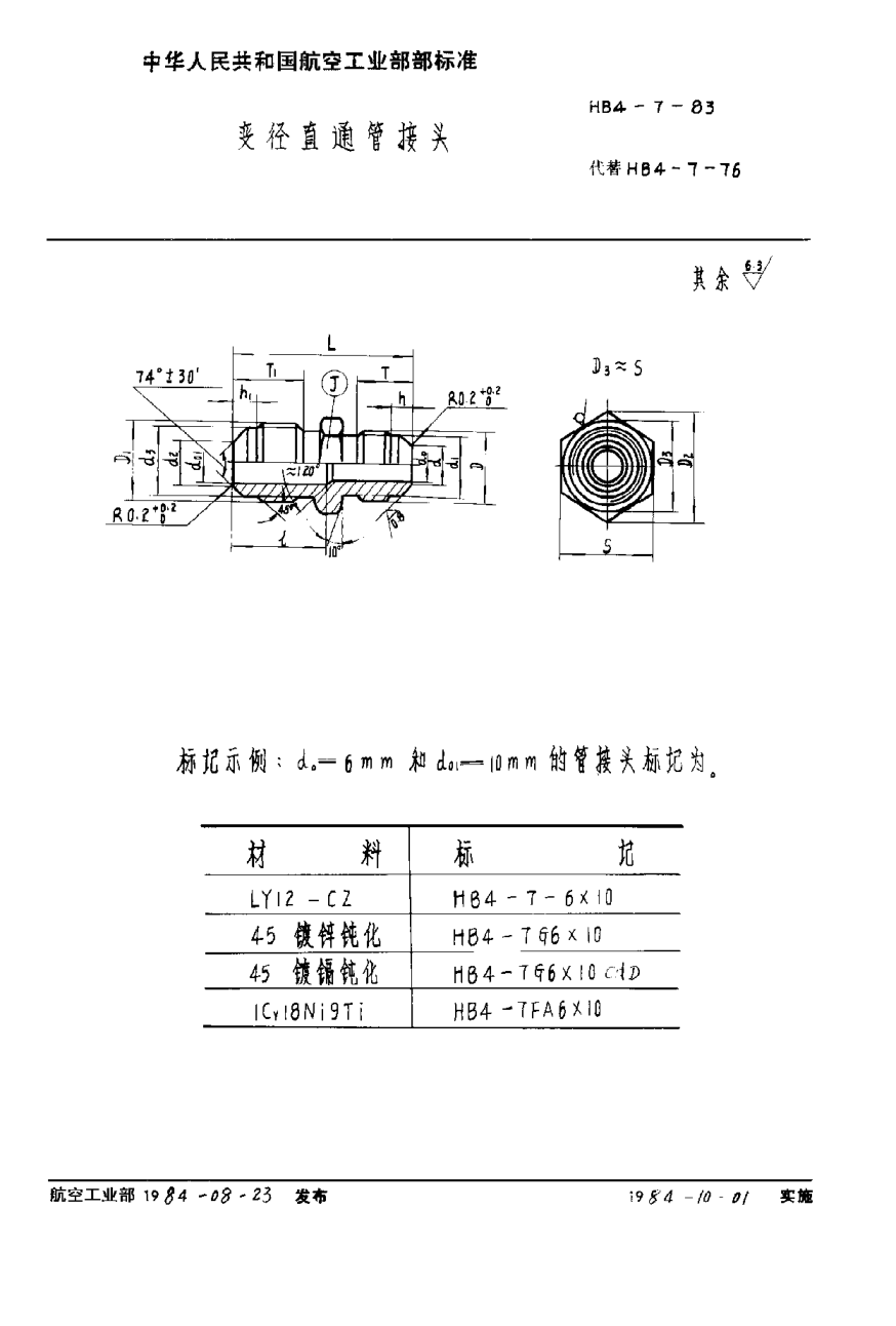 HB 4-7-1983变径直通管接头
