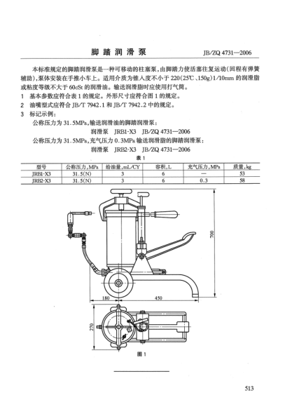 JB/ZQ 4731-2006脚踏润滑泵