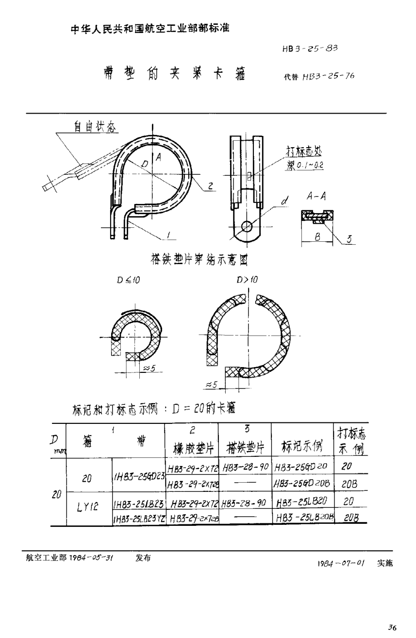 HB 3-25-1983带垫的夹紧卡箍