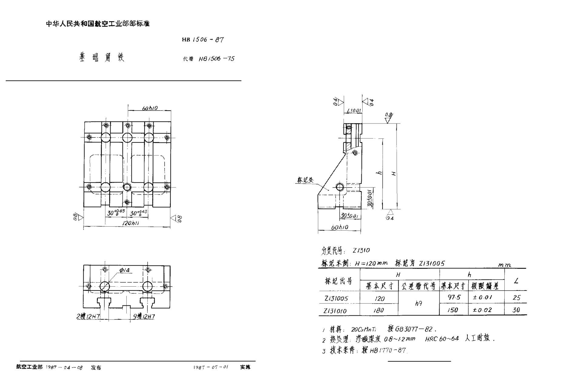 HB 1506-1987基础角铁