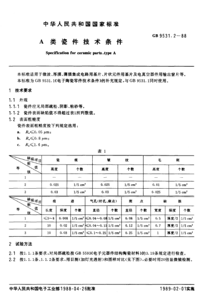 GB/T 9531.2-1988A  类瓷件技术条件