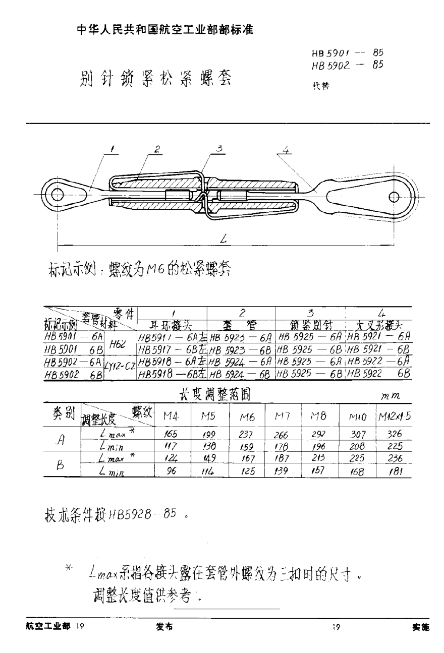 HB 5901-1985别针锁紧松紧螺套