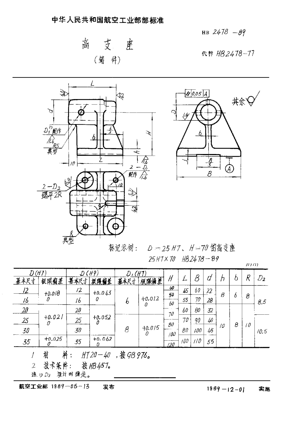 HB 2478-1989高支座（铸件）