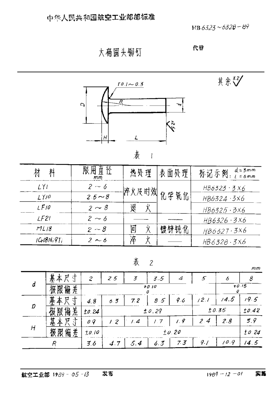 HB 6323-1989大扁圆头铆钉
