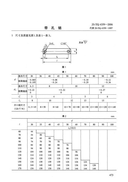 JB/ZQ 4359-2006带孔销