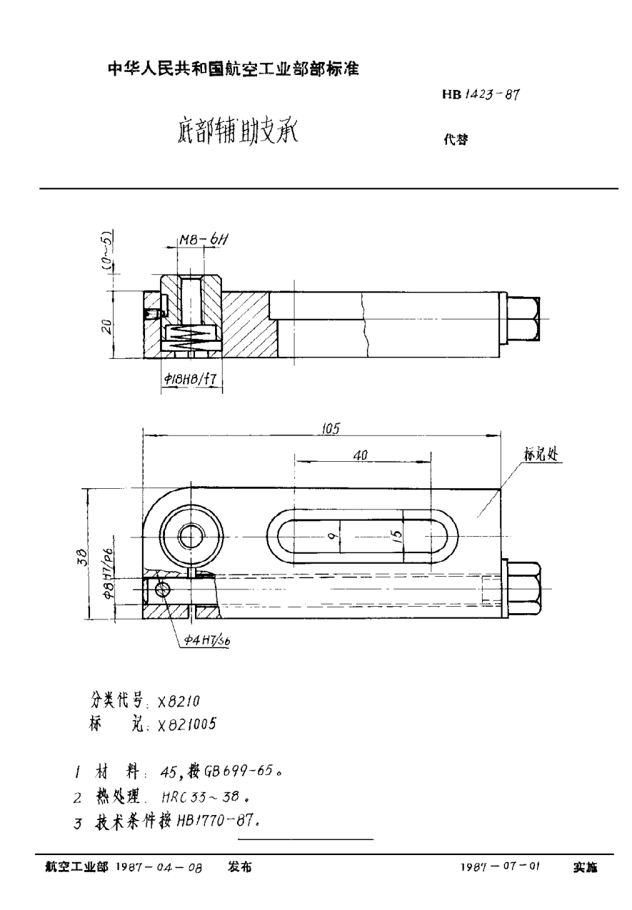 HB 1423-1987底部辅助支承