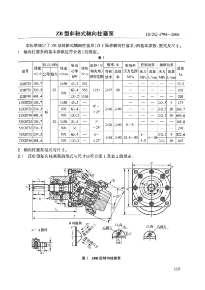 JB/ZQ 4794-2006ZB型斜轴式轴向柱塞泵