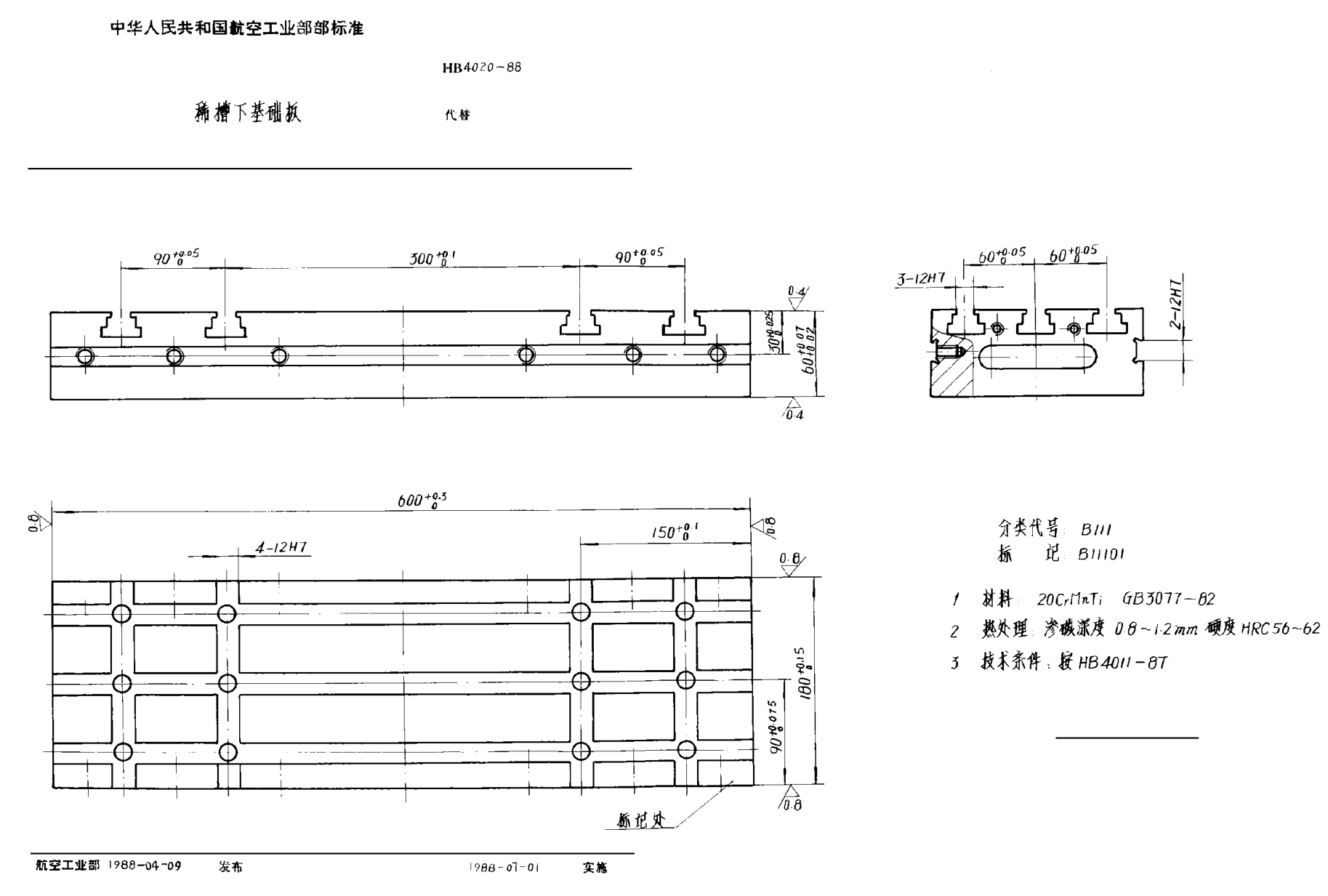 HB 4020-1988稀槽下基础板