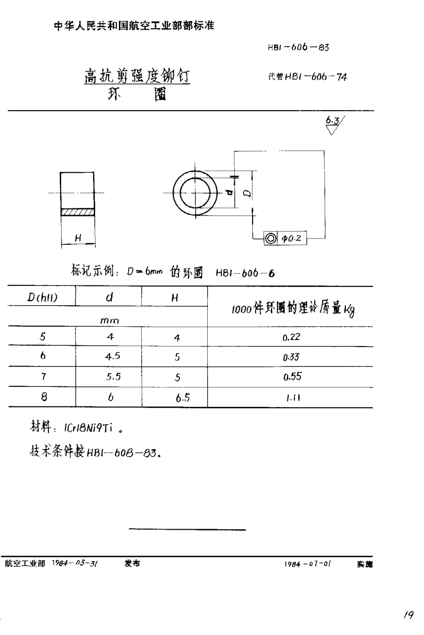HB 1-606-1983高抗剪强度铆钉／环圈