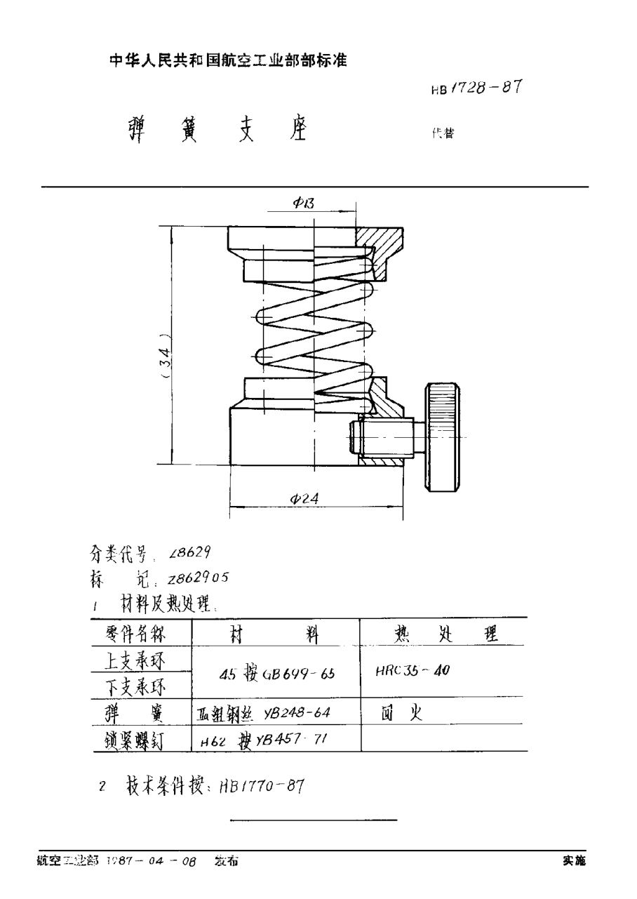HB 1728-1987弹簧支座