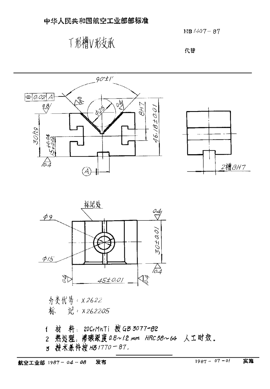 HB 1407-1987Ｔ形槽Ｖ形支承