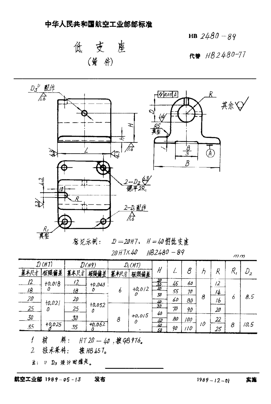 HB 2480-1989低支座（铸件）
