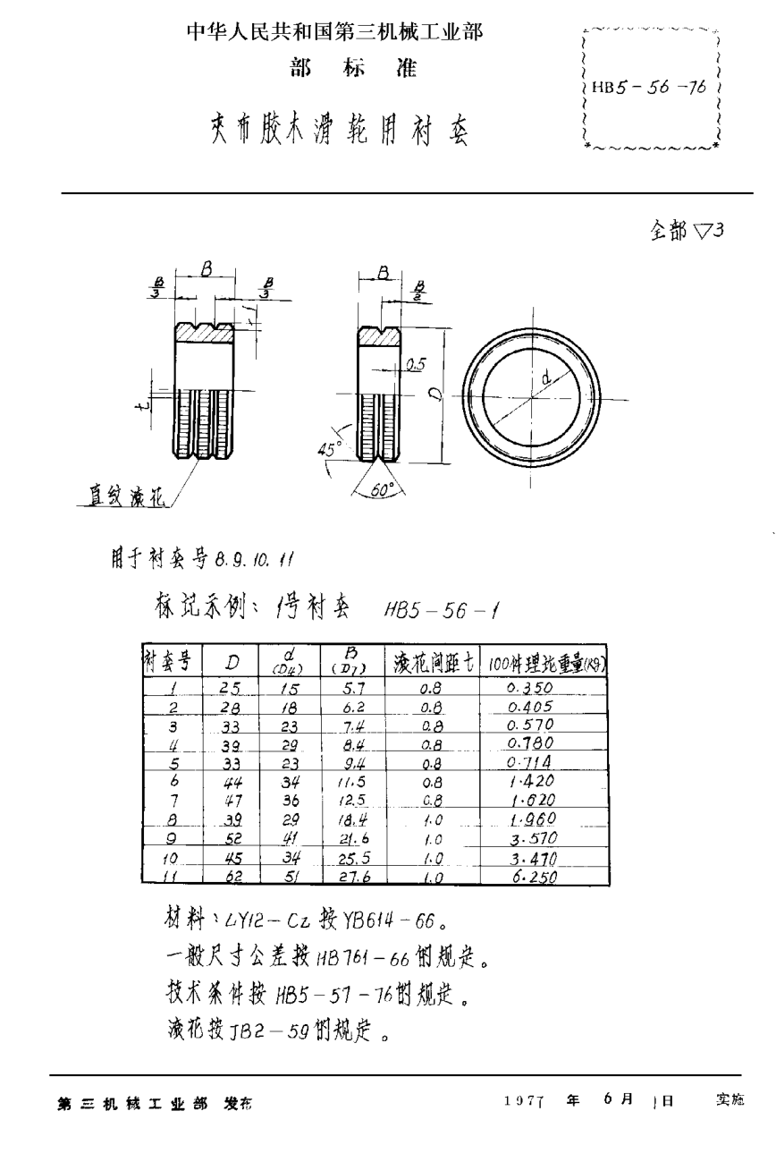 HB 5-56-1976夹布胶木滑轮用衬套
