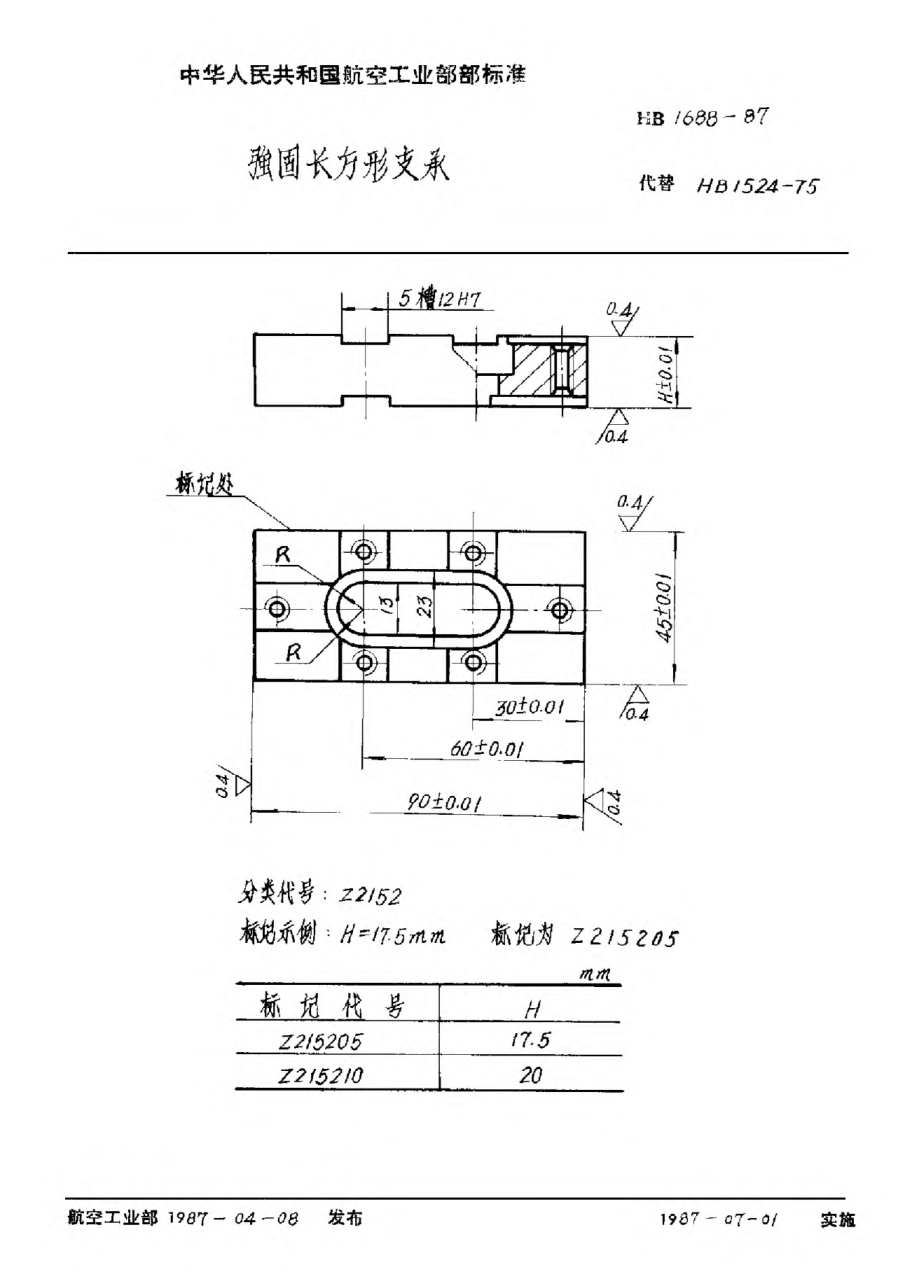 HB 1688-1987强固长方形支承