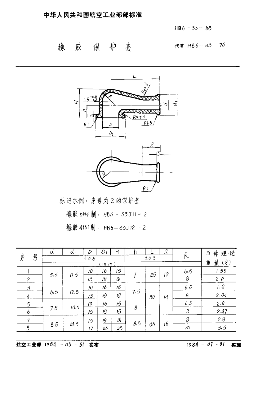 HB 6-33-1983橡胶保护套